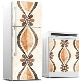 Resim Buzdolabı Ve Bulaşık Makinası Beyaz Eşya Sticker Kaplama Rustik D 