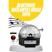 Resim Disko Topu Renkli Işıklı Lazer Parti Bluetooth Bağlantılı LED Küre 
