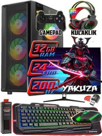 Resim WARBOX Yakuza 24" 200hz Monitör Xeon X5650 32gbRam 256gb Ssd 250gb Hdd R7 240-4gb E.kartı Gaming Bilgisayar 