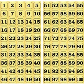 Resim 1-100 Kapı, Masa, Dolap Numarası Altın Metal Etiket 5x5 Cm 