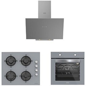 Resim 3'lü Gri Cam Ankastre Set (3481 Flam 60 - CS5349S01 - BO6501S01) 