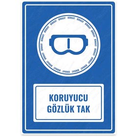 Resim KanvasSepeti Koruyucu Gözlük Tak Uyarı Folyo Etiket Baskı (21,6×30,3CM) Sticker 