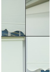 Resim Kalın Keten Stor Zebra Güneşlik Perde Etekli Alüminyum Kasa & Boru, Ithal Kumaş Ekru 