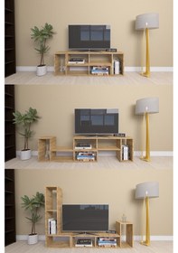 Resim Çok Şekilli Fonksiyonel Tv Sehpası, Dekoratif Sehpa-kitaplık,... Atlantik Çam 