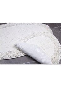 Resim Cotton Special 2'li Oval Osmanlı Desen Pamuklu Klozet Takımı Krem 60 x 100 / 50 x 60 CM Krem 