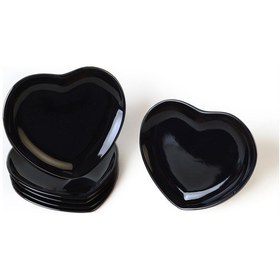 Resim Keramika Siyah Kalp Pasta Tabağı 20 Cm 6 Adet 650 Siyah 
