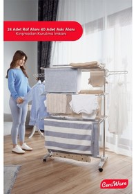 Resim Ceraware Tekerlekli Lüks Çamaşır Kurutmalık Askısı 3 Katlı 