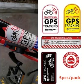 Resim 5 adet/1 set Bisiklet GPS Etiketi, Skuter Motosiklet Hırsızlık Karşıtı Uyarı Etiketi Takip Yansıtıcı Su Geçirmez Yapıştırıcı Bisiklet Aksesuarları 