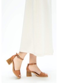 Resim Tamer Tanca Kadın Vegan Taba Topuklu Sandalet 838 403 Bn Sndlt Y23 Taba 