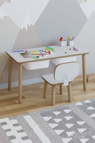 Resim POFİTTO Montessori Çocuk Masası - Oyun Masası - Aktivite Masası - Çalışma Masası - Etkinlik Masası 
