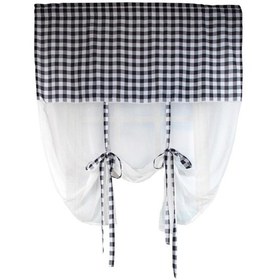 Resim Naturel Potlu Ekose Tül Perde Retro Siyah 