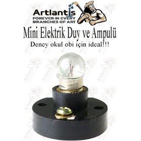 Resim Mini Duy Ve Mini Ampul 1 Adet Elektrik Deney Duyu Ve Ampulü 2.5 V Amup Yuvası Devre Proje Etkinlik Okul Sınıf 