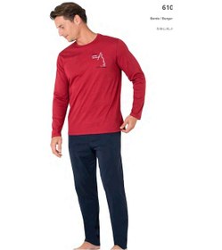 Resim Pierre Cardin 6103 Erkek Uzun Kollu Bisiklet Yaka Pijama Takımı-bordo-bordo-xl Çok Renkli 