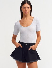 Resim Dilvin Kısa Kollu Bodysuit Gri Melanj 