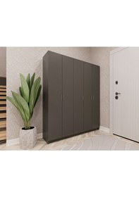 Resim %100 Mdflam Vestiyer & Portmanto V-09 150cm Koyu Gri Gri 