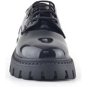 Resim Rakerplus Siyah Rugan Bağcıklı Kız Çocuk Taş Detaylı Okul Ayakkabı Siyah 