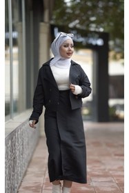 Resim Esre Store 0142 - Tesettür Trençkot Siyah 
