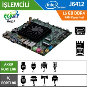 Resim Elsky M612F J6412-6COM-2LAN Intel Celeron J6412 Endüstriyel Mini ITX Anakart 