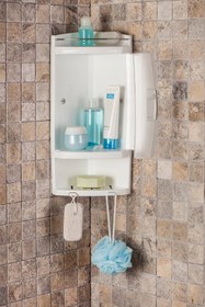 Resim Prima Nova Kapaklı Banyo Köşe Rafı Şeffaf Naturel 