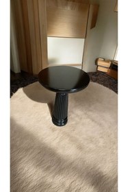 Resim Simillo Home&Living Wooden Ahşap Tekli Mantar Yan Sehpa Modern Siyah Renk Fiskos 