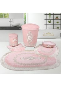 Resim Exclusive Pudra 6 Prç Banyo Kirli Çamaşır Sepeti Ve Paspas Seti Pudra 