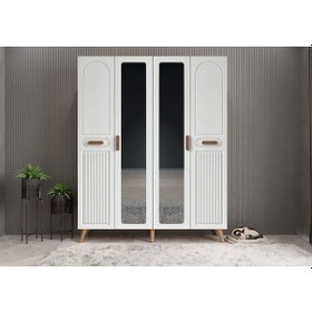 Resim Zenon Membran 4 Kapaklı Portmanto Montaj Dahil Çam Beyaz 140 Cm 