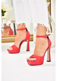 Resim Fox Shoes Kırmızı Platform Kalın Topuklu Kadın Ayakkabı K40458010 