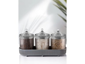 Resim Vienev 4 Parça Gri Junin Large Mutfak Seti Mutfak Düzenleyici 