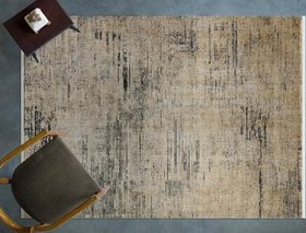 Resim Sarı Soyut Modern Geometrik Etnik Eskitme Desenli Boho Makinada Yıkanabilir Hafif Hav Toz Vermez Leke Tutmaz Kaymaz Taban Dijital Makine Baskı Halı Oturma Odası Salon Yolluk Koridor Mutfak Halısı 