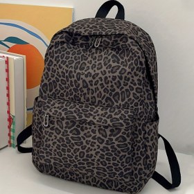 Resim Kadınlar için şık leopar desenli büyük kapasiteli sırt çantası - Hafif, dayanıklı polyester çanta, çoklu bölmeler ile, kolej, seyahat ve günlük kullanım için ideal, sırt çantası 