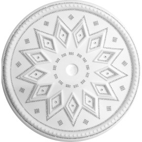 Resim Osmanlı Baklava Desenli Stropiyer Taşlı Tavan Lamba Göbeği - 48 cm - Gümüş Grisi 