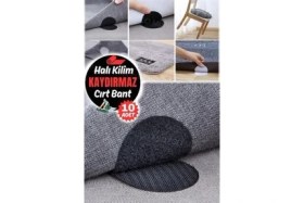 Resim Gaggani 10 Adet Halı Kaydırmaz Bant Cırtcırt Güçlü Kendinden Yapışkanlı Halı Sabitleme Bandı - 10 Adet Siyah 