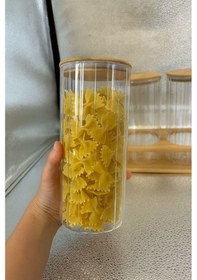 Resim Morponi Borosilikat Cam Bambu Stantlı Ve Bambu Kapaklı Optik Çizgili Baharatlık Seti 1400 Ml Alg11522 Amber 