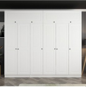 Resim Minar Kale 6 Mebran Kapaklı 2 İç Çekmeceli Dolap Ve Yüklük Beyaz 255cm Beyaz 