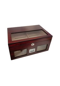 Resim Falconetti Rc59kr Bordo 2 Katlı Camlı Dijital Humidor Puro Kutusu 