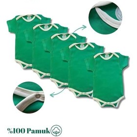 Resim Betül Bebek Kısa Kollu 5'li Organik Pamuk Çıtçıtlı Bebek Body&zıbın 5 Adet Yeşil 