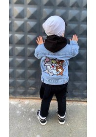 Resim Berfonzo Kids Erkek Çocuk Tom Jerry Nakış Detay Kot Ceker Mavi 