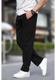 Resim Siyah Geniş Kesim Düz Paça Eşofman Altı 6550 Siyah 