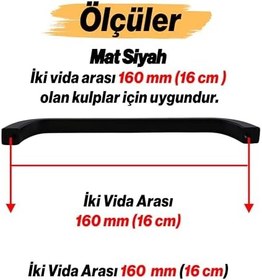 Resim Göksu Kulp 160 mm Siyah Metal Mutfak Mobilya Çekmece Mutfak Dolap Dolabı Kulpları Kapak Kulbu 16 cm 