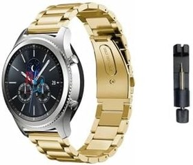 Resim Huawei Watch GT 3 Elite 46mm ile Uyumlu 22 mm Klasik Çelik Kordon Paslanmaz Kayış Gold 