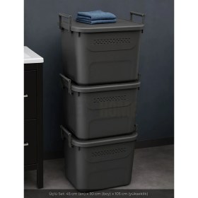 Resim Jet's Home 3’lü Set Soğanlık Sepet Havalandırmalı Erzak Kutusu Bpa Free Sebzelik Saklama Kutusu Antrasit 90 Lt 