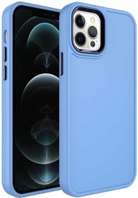 Resim Zore Apple ile uyumlu iPhone 13 Pro Kılıf Metal Çerçeve ve Buton Tasarımlı Sert Zore Botox Kapak Mavi 