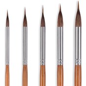 Resim 2 katmanlı Yuvarlak Sivri Uç Detay Sanat Fırçası, Bambu Sap Naylon Karışık At Kılı Detay Çizgi Fırça Su Boyası, Akrilik, Mürekkep, Guaj, Yağlıboya için, 5 Farklı Boyutta Detay Fırçaları Mevcut, 2106 