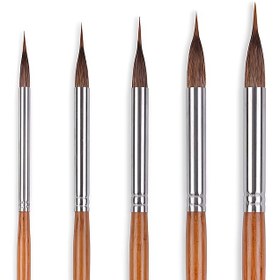 Resim 2 katmanlı Yuvarlak Sivri Uç Detay Sanat Fırçası, Bambu Sap Naylon Karışık At Kılı Detay Çizgi Fırça Su Boyası, Akrilik, Mürekkep, Guaj, Yağlıboya için, 5 Farklı Boyutta Detay Fırçaları Mevcut, 2106 