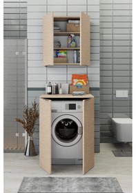Resim Biani Fix Arya Ve Loft Uyumlu Çamaşır Makinesi Dolabı Renk Aybe Bej 