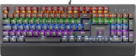 Resim Philips PHILIPS SPK8403 Siyah Rainbow Aydınlatmalı Mekanik Gaming Oyuncu Klavyesi 