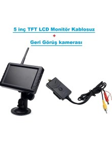 Resim Unique Kablosuz Geri Görüş Kamerası ve 5 inç TFT LCD Monitör Su Geçirmez Gece Görüş Özellikli 
