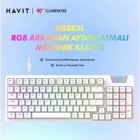 Resim Hype Store Havit Gamenote KB885L Beyaz RGB Backlit Mekanik Klavye Oyun İçin Standart Uyumluluk 