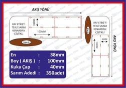 Resim Raf Etiketi 100x38 350 Sarım Dikey Kenardan Çeltikli 