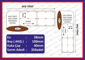 Resim Raf Etiketi 100x38 350 Sarım Dikey Kenardan Çeltikli 